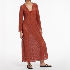 JETS Australia Stretch Lace Maxi Kaftan in Russet Size Small